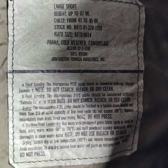 USGi Woodland Camo Parka Jacket Gen 1 Cold Weather ECWCS Mens Large Short - Picture 7 of 14